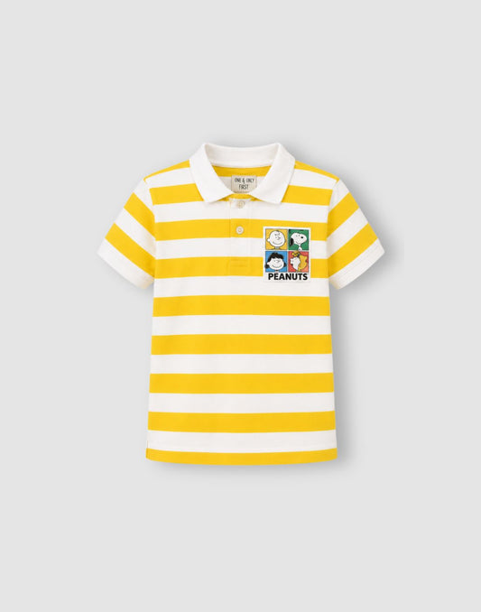 GJ Baby Boys Cotton Graphic Striped Polo T-Shirt