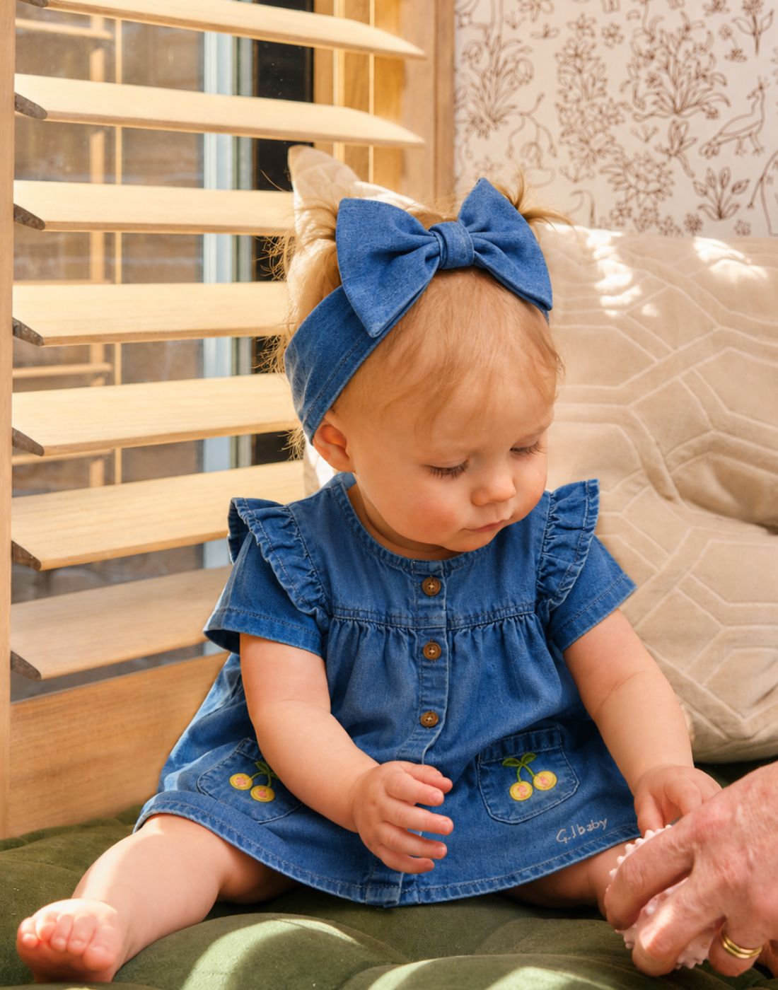 Blue Solid Denim A-Line Dress
