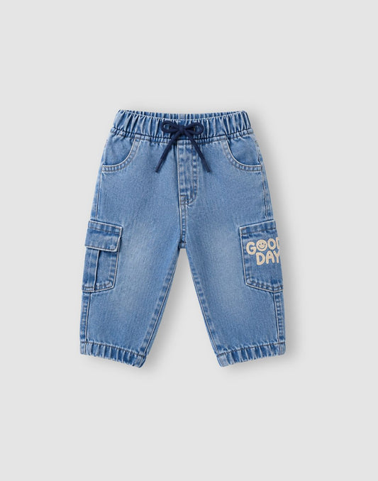 GJ Baby Boys Blue Cotton JEANS