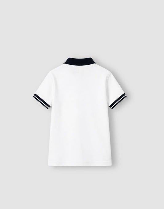 GJ Baby Boys White INTERLOCK Regular POLO T-SHIRT