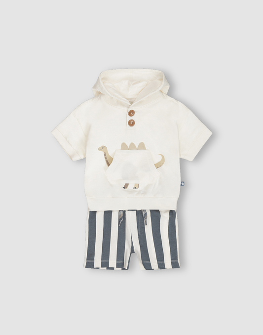 GJ Baby Boys Off white Cotton Regular CO-ORDINATE