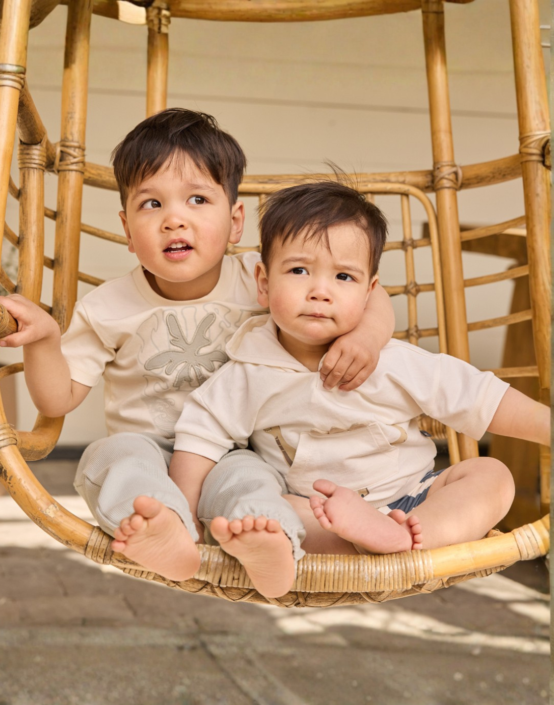 GJ Baby Off white Cotton Regular CO-ORDINATE