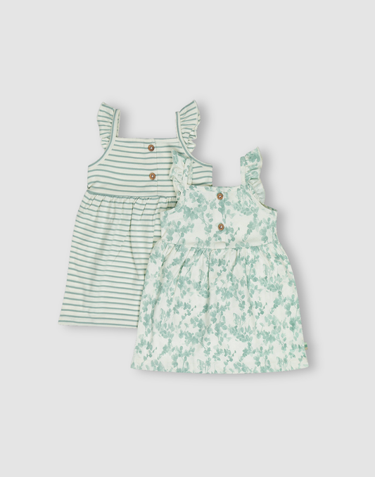 Girls Cotton Sleeveless Dress Pack of 2