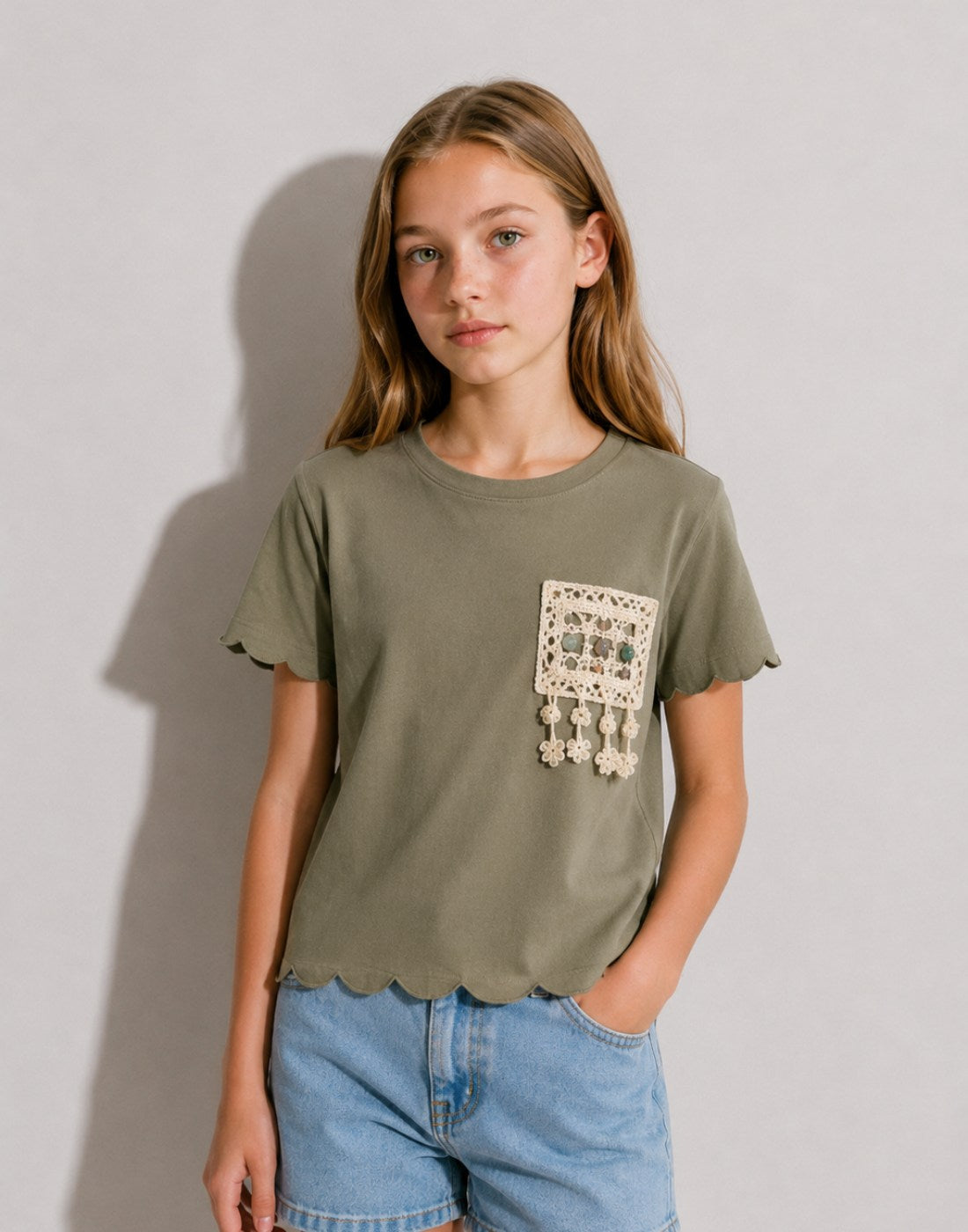 Applique Regular Cotton Knits Top