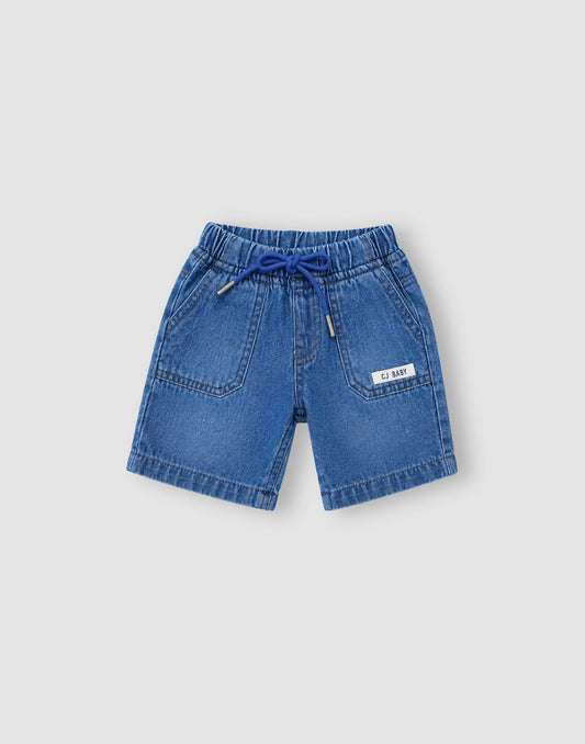 GJ Baby Boys Blue Cotton Fitted BERMUDA