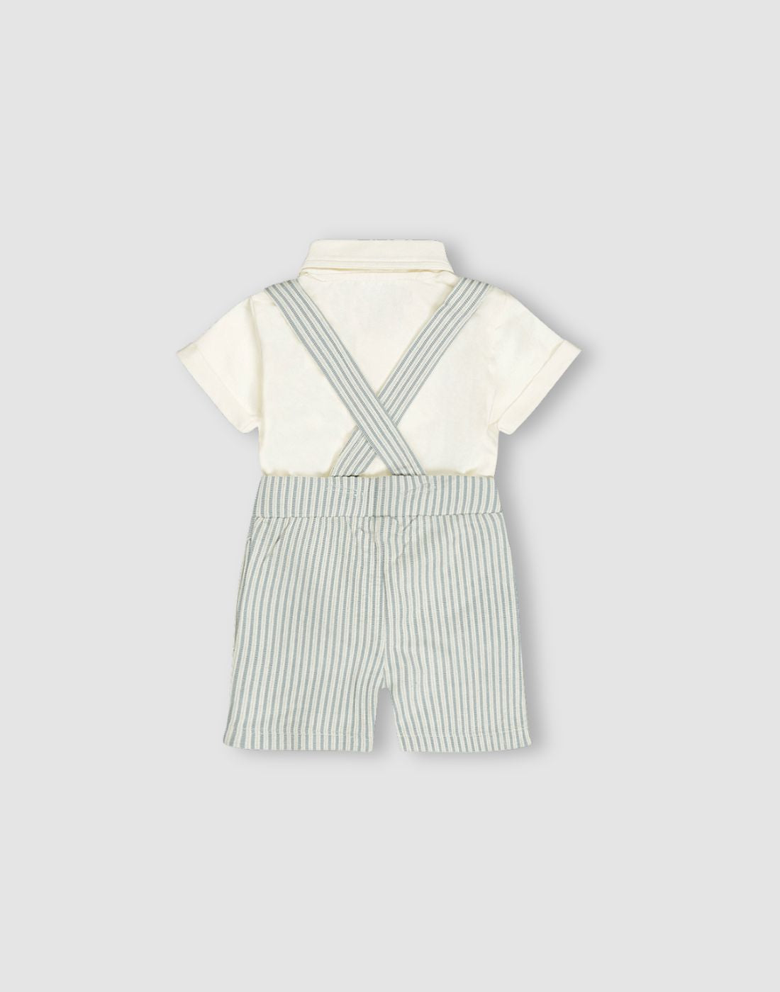 Striped 2 Piece Set Polo Shirt & Shorts with Suspenders