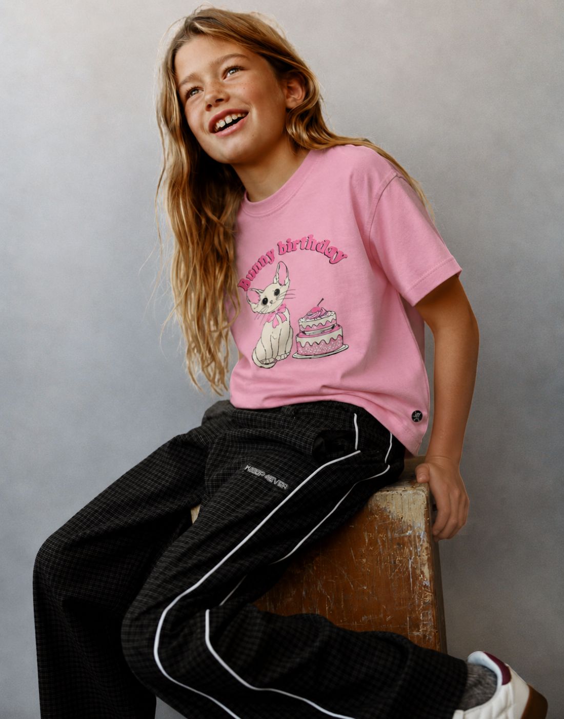 Gini and Jony Girls Pink Graphic Cotton Knit Top