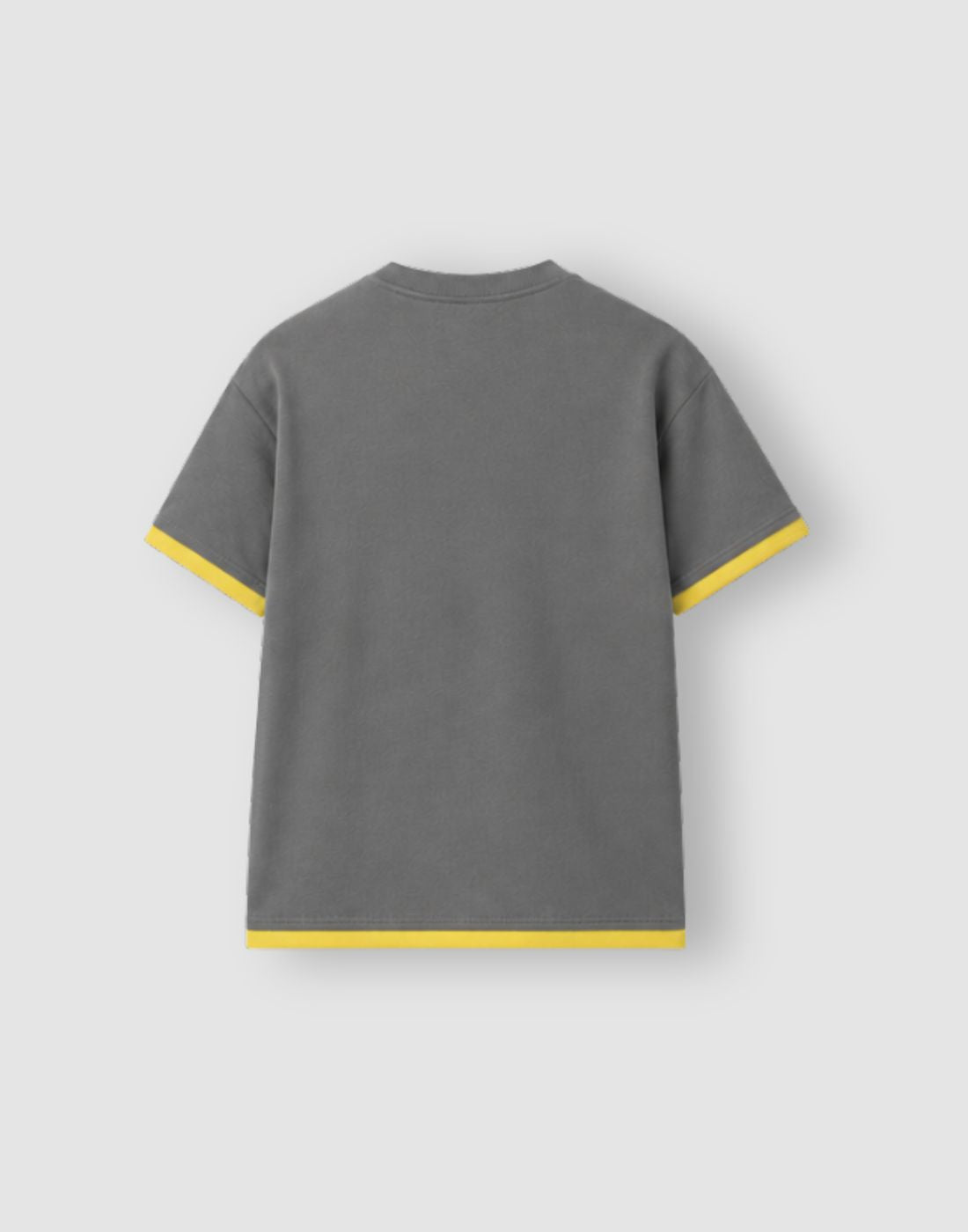 Grey & Yellow Graphic Cotton T-Shirt