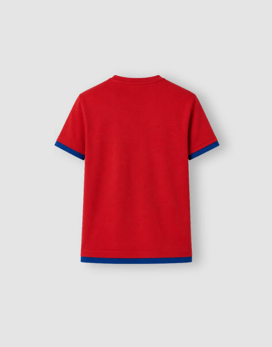 Gini and Jony Boys Red & Blue Graphic Cotton T-Shirt