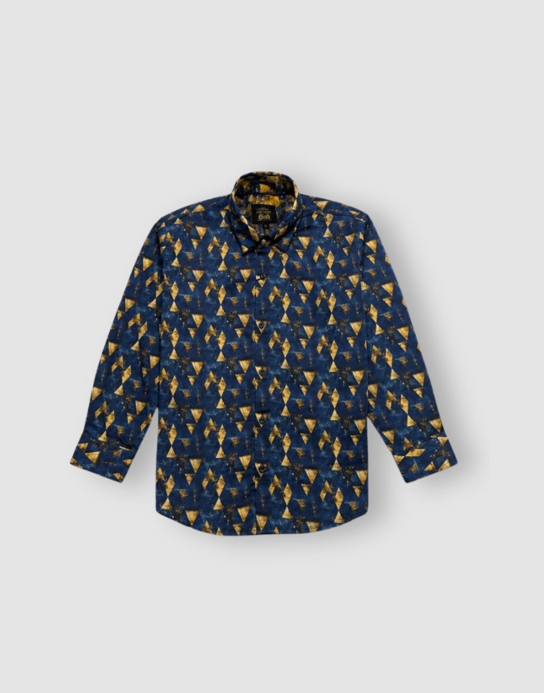 Boys Navy Blue Geometric Print Full Sleeve Shirt