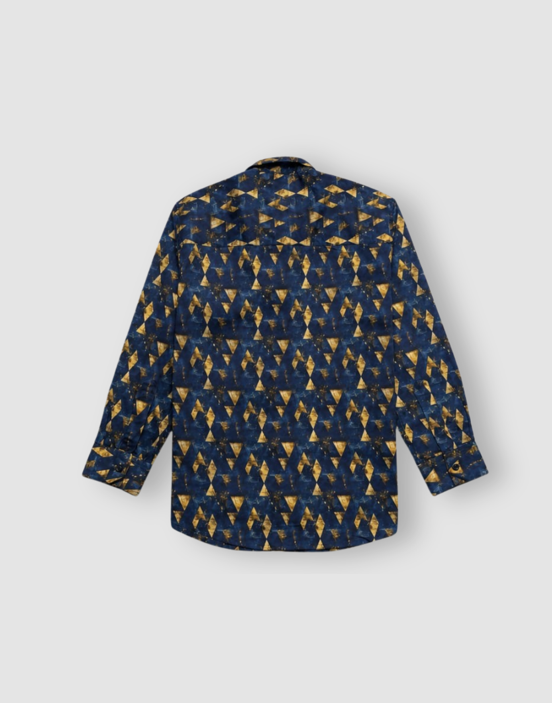 Boys Navy Blue Geometric Print Full Sleeve Shirt