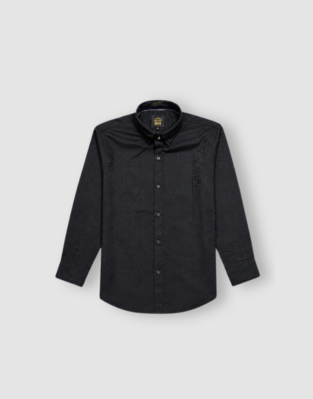Boys Black Textured Full Sleeve Shirt