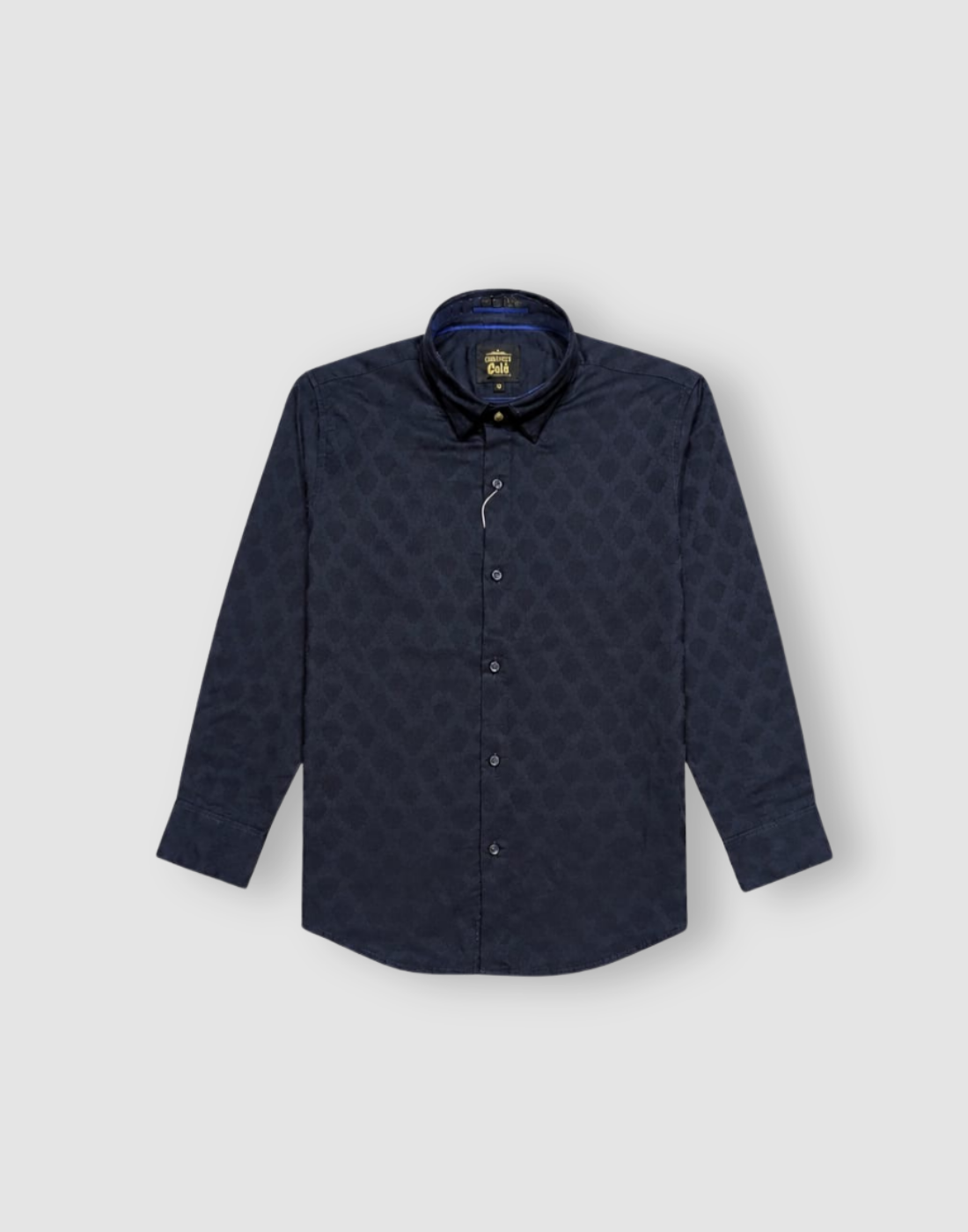 Boys Navy Blue Textured Full Sleeve Shirt