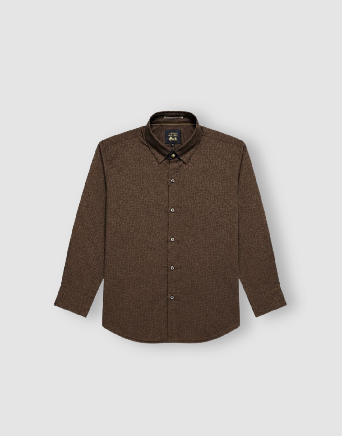Boys Brown Textured Full Sleeve Shirt