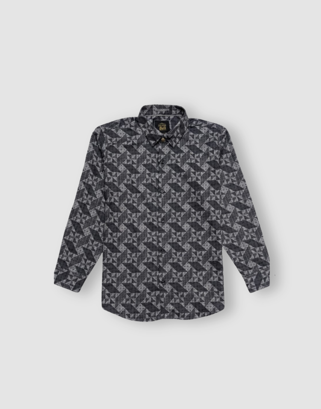 Boys Grey Geometric Print Full Sleeve Shirt