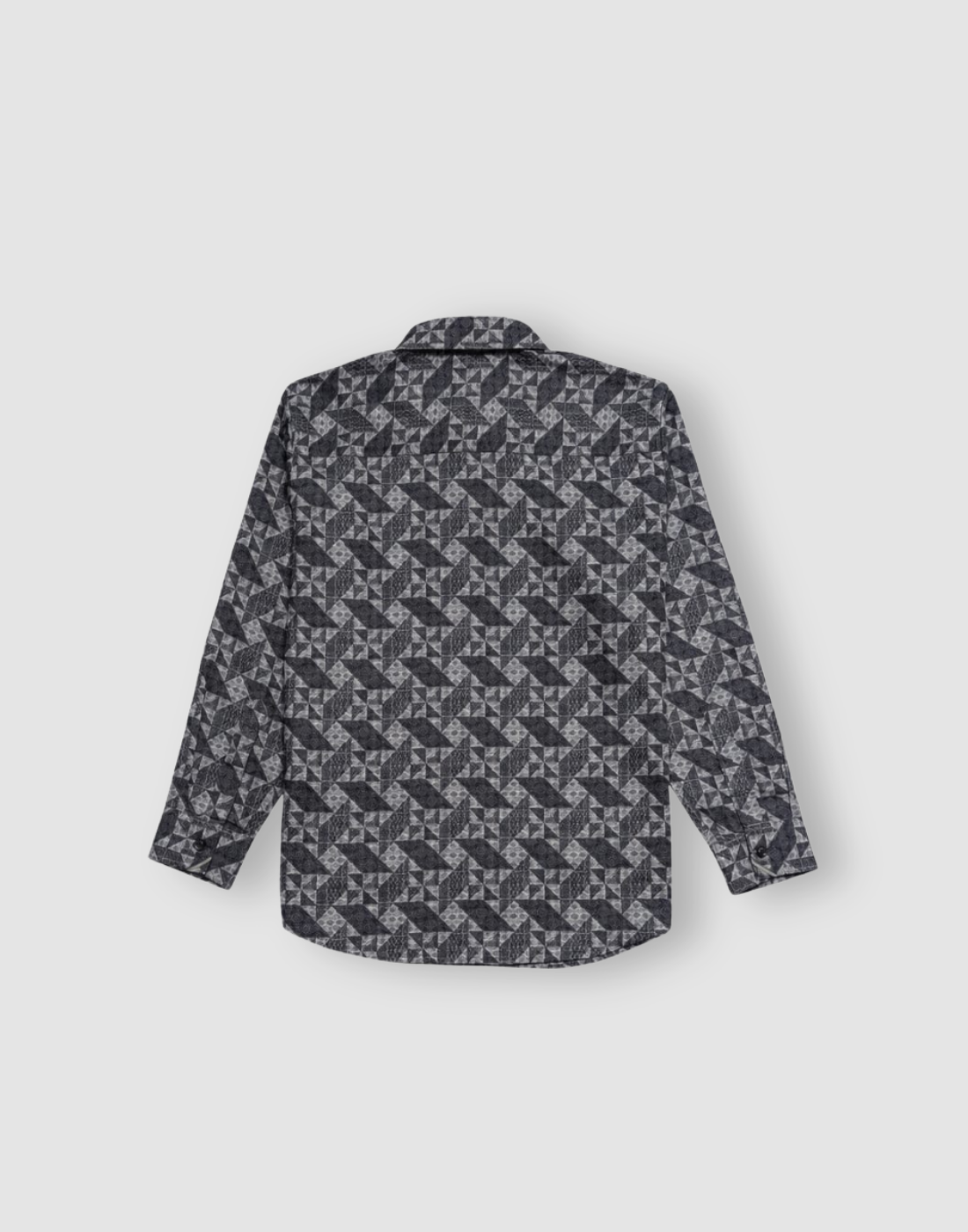 Boys Grey Geometric Print Full Sleeve Shirt