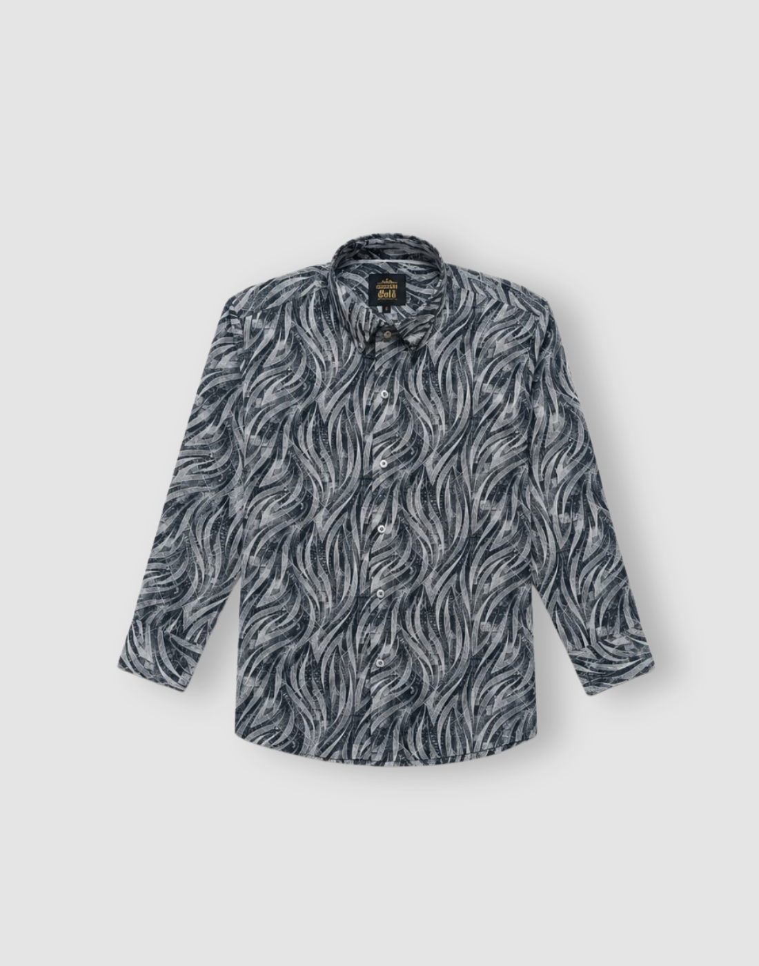 Boys Grey Abstract Print Full Sleeve Shirt