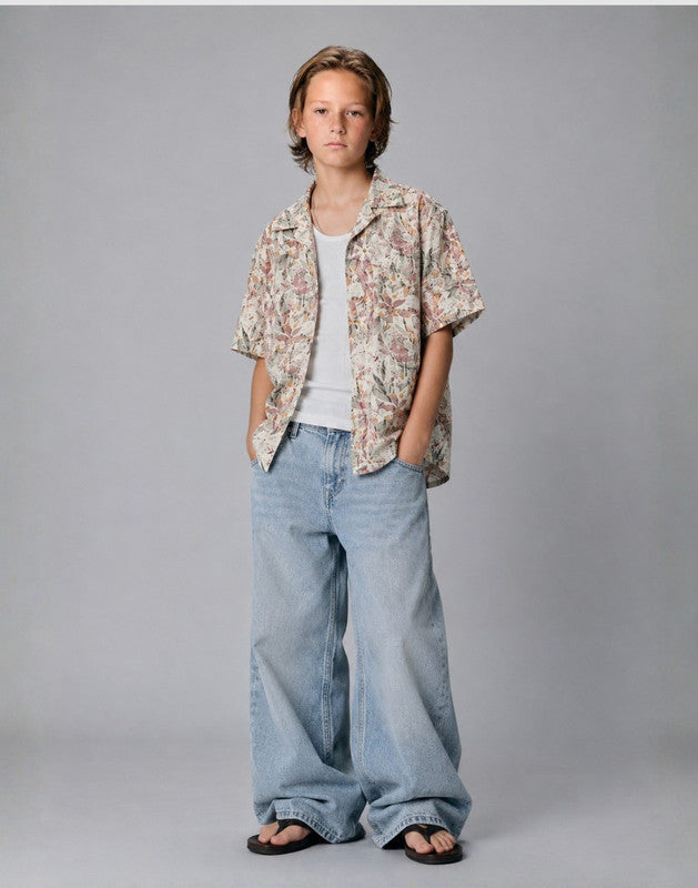 Botanical Leaf print Regular Cotton Shirt