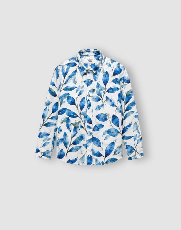 Tropical Print Regular Cotton Shirt