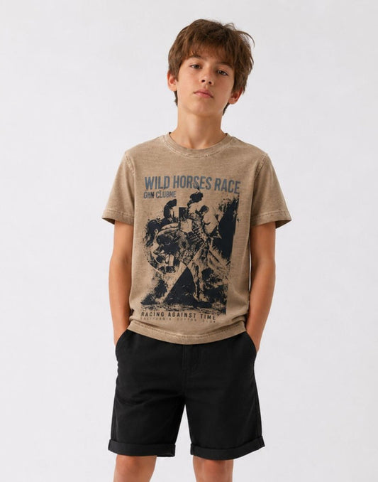 Gini and Jony Boys Brown Jersey T-Shirt Half Sleeves