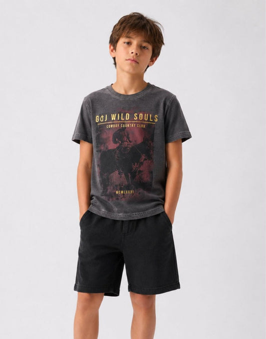 Gini and Jony Boys Grey Jersey T-Shirt Half Sleeves