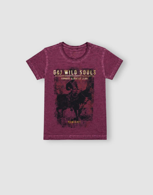 Gini and Jony Boys Maroon Jersey T-Shirt Half Sleeves