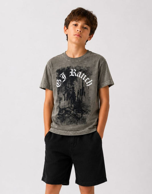 Gini and Jony Boys Olive Jersey T-Shirt Half Sleeves