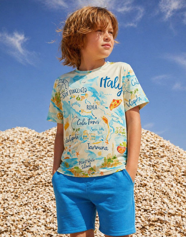 Topographic print Regular Cotton T-Shirt