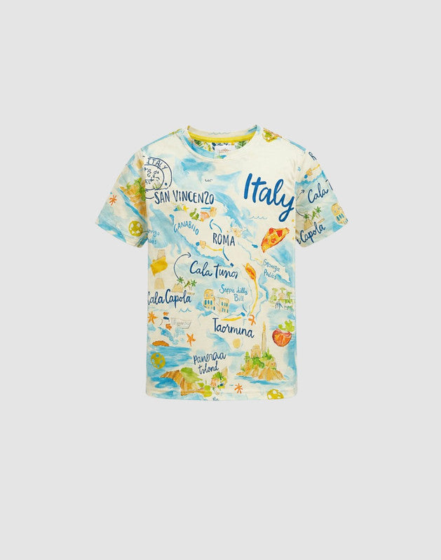 Topographic print Regular Cotton T-Shirt