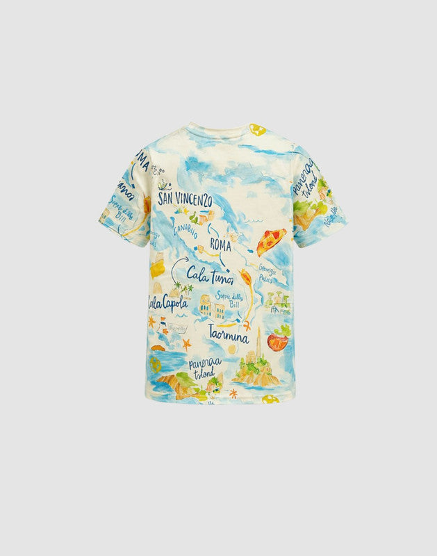Topographic print Regular Cotton T-Shirt