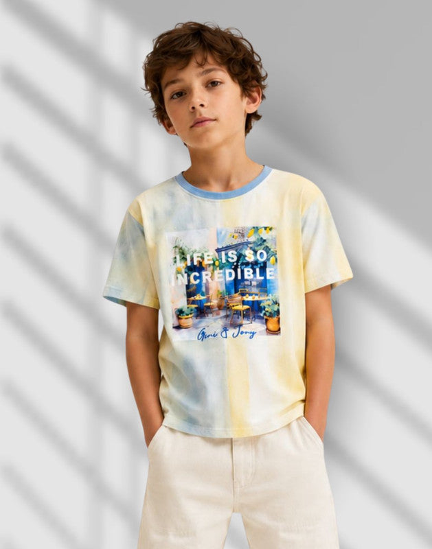 Graphic print/Tie-die Regular Cotton T-Shirt