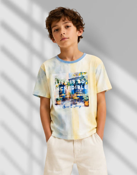 Graphic print/Tie-die Regular Cotton T-Shirt
