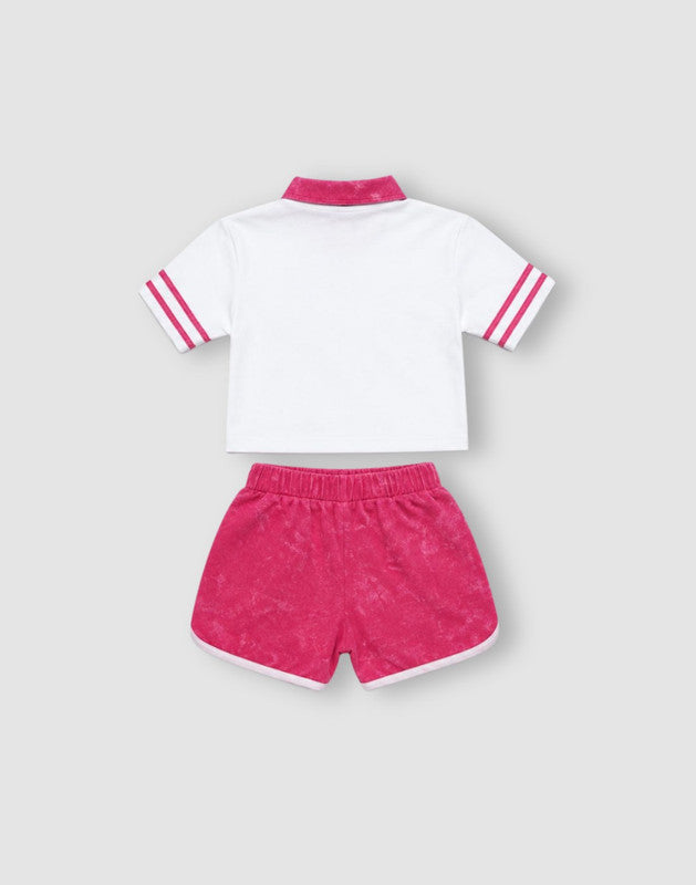 White Cotton Co Ordinate Half Sleeves