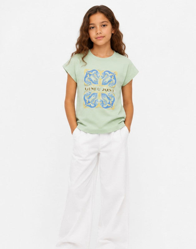 Abstract Regular Cotton Knits Top