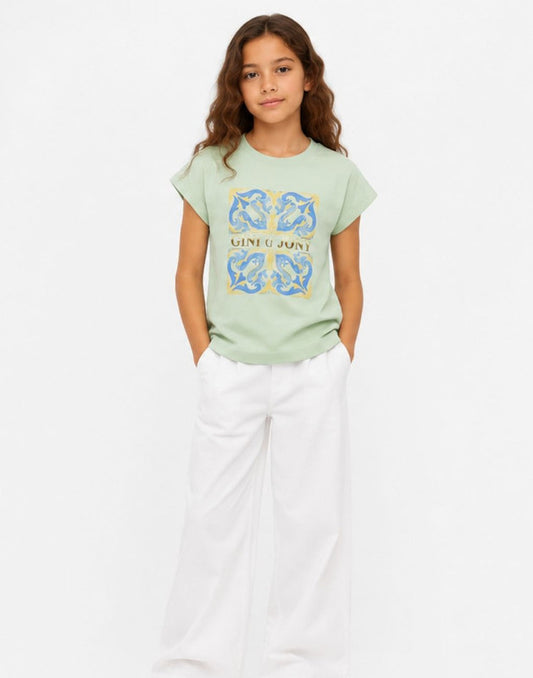 Abstract Regular Cotton Knits Top