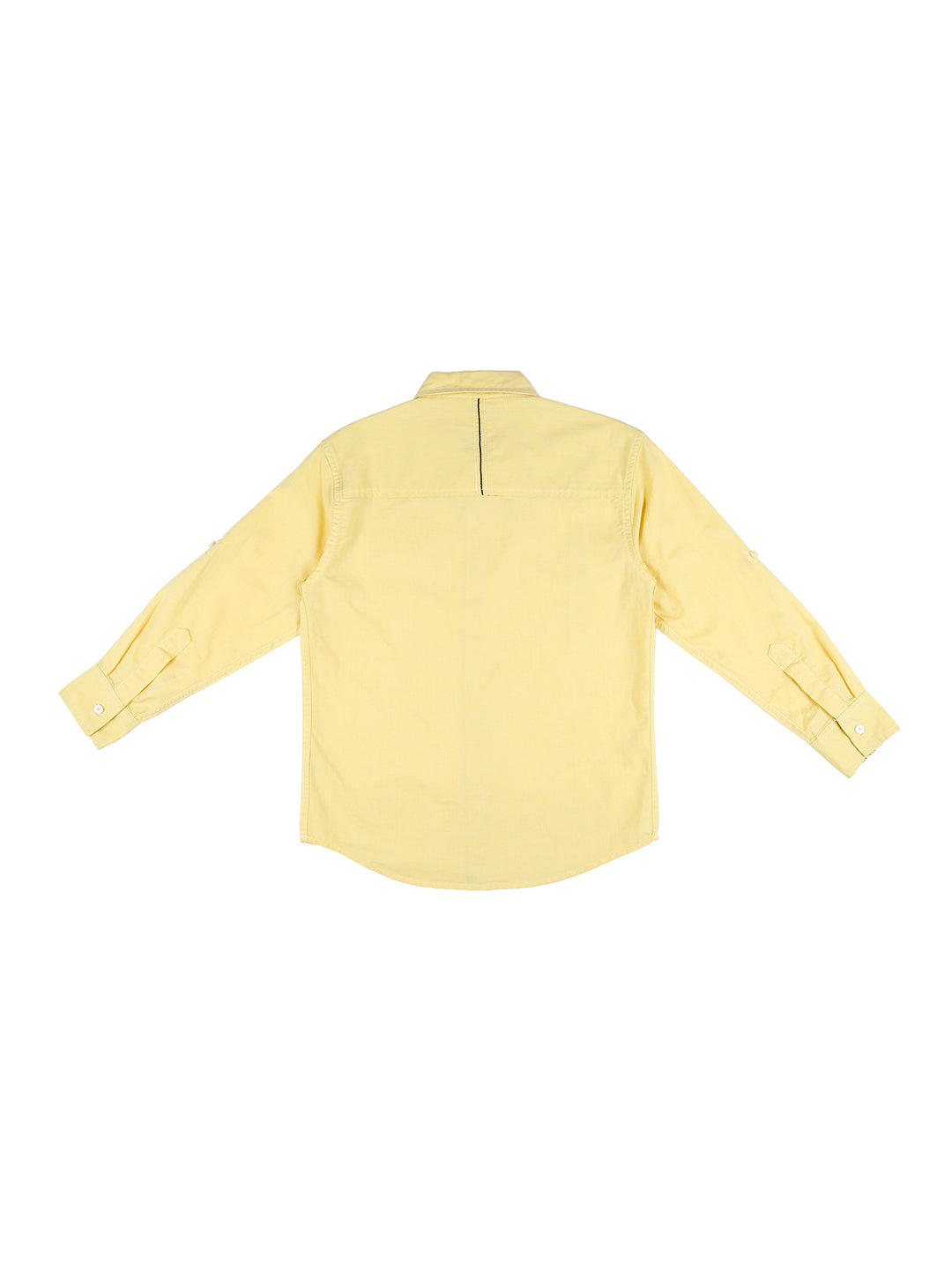 Boys Yellow Solid Cotton Shirt Full Sleeves