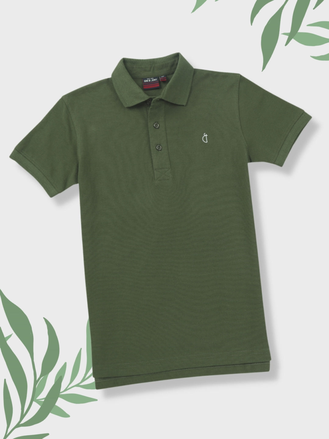 Boys Olive Cotton Solid Polo T-Shirt