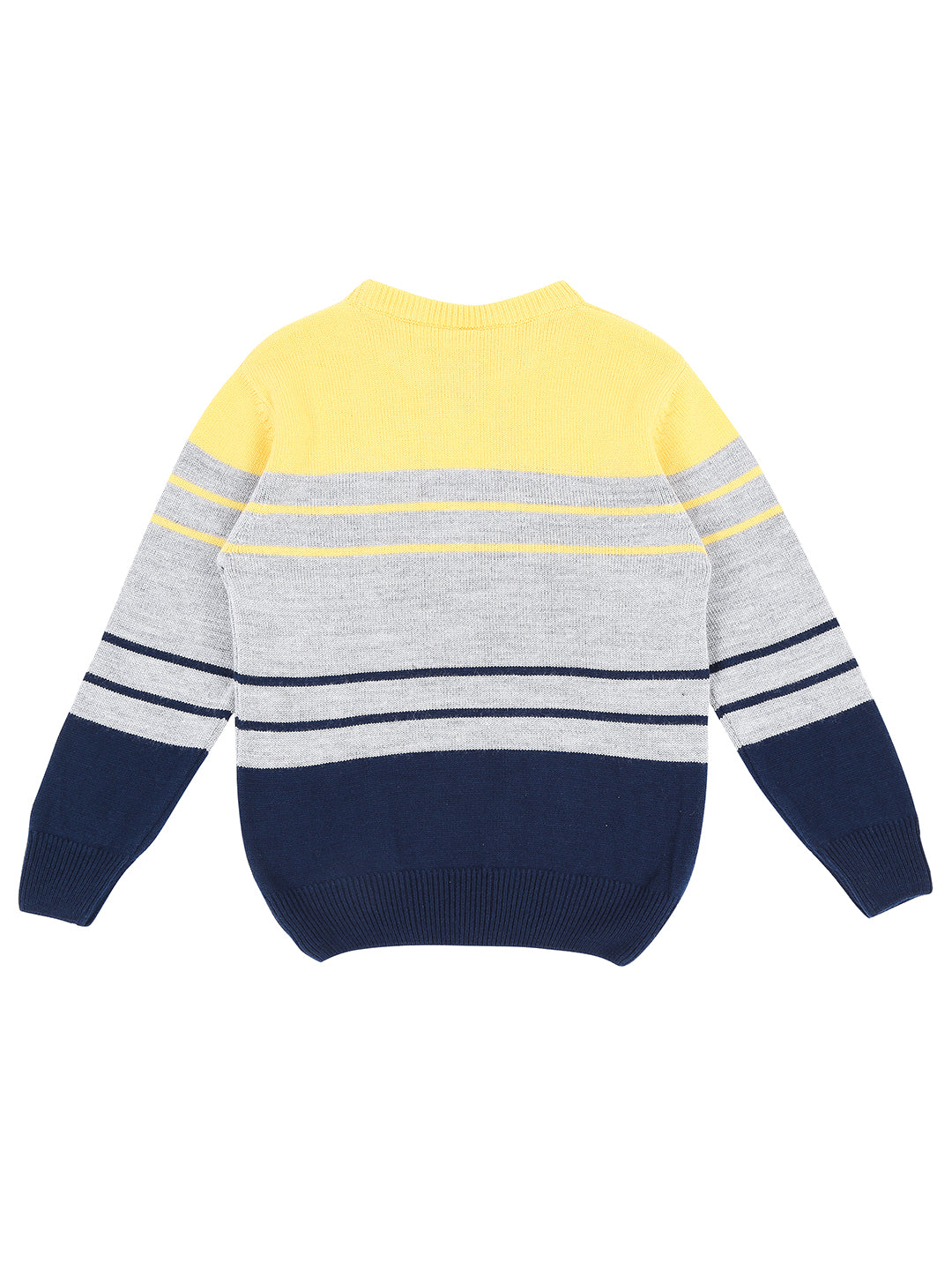 Boys Multicolor Woven Striped Full Sleeves Sweater