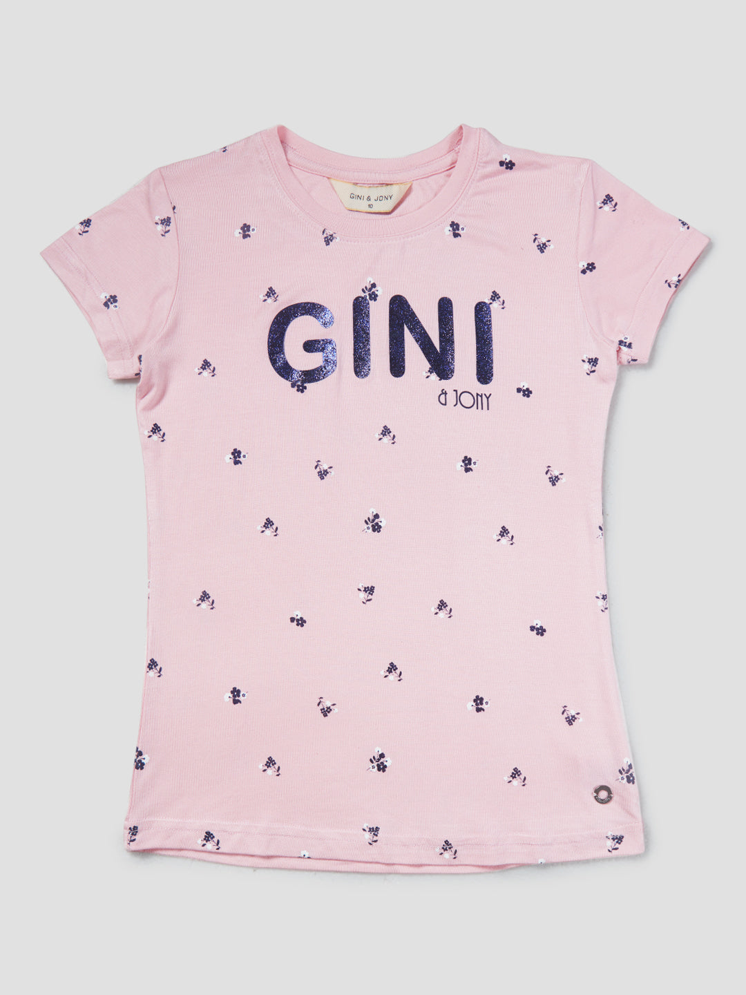 Girls Pink Cotton Printed Full Sleeves Knits Top