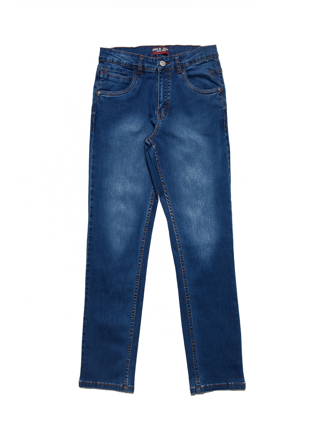 Boys Blue Denim Solid Fixed Waist Jeans