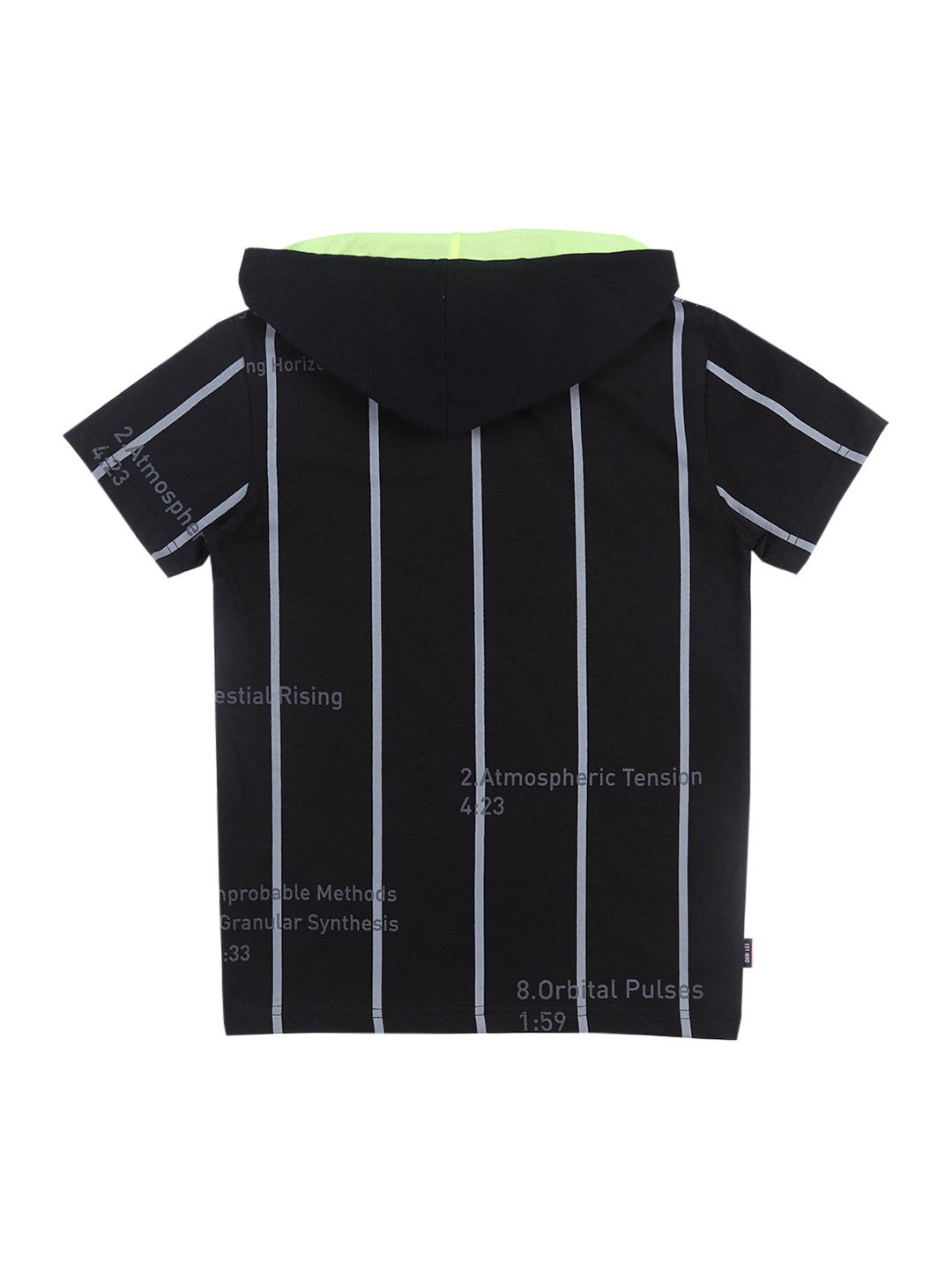 Boys Black Printed Cotton T-Shirt