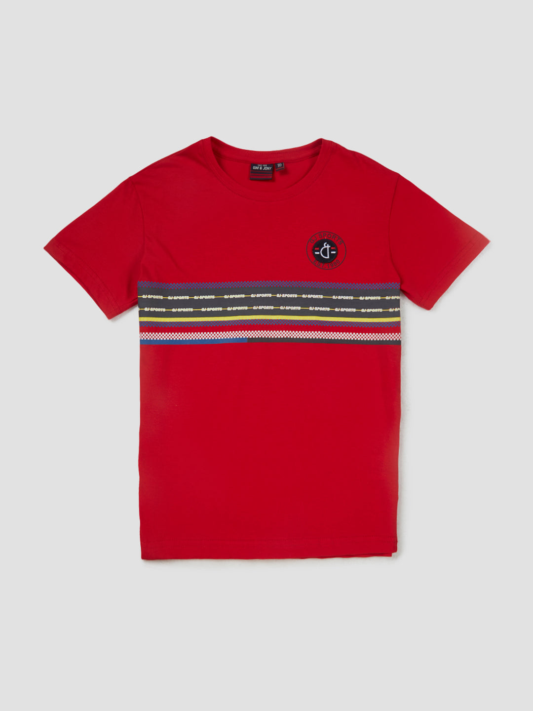 Boys Red Solid Cotton T-Shirt