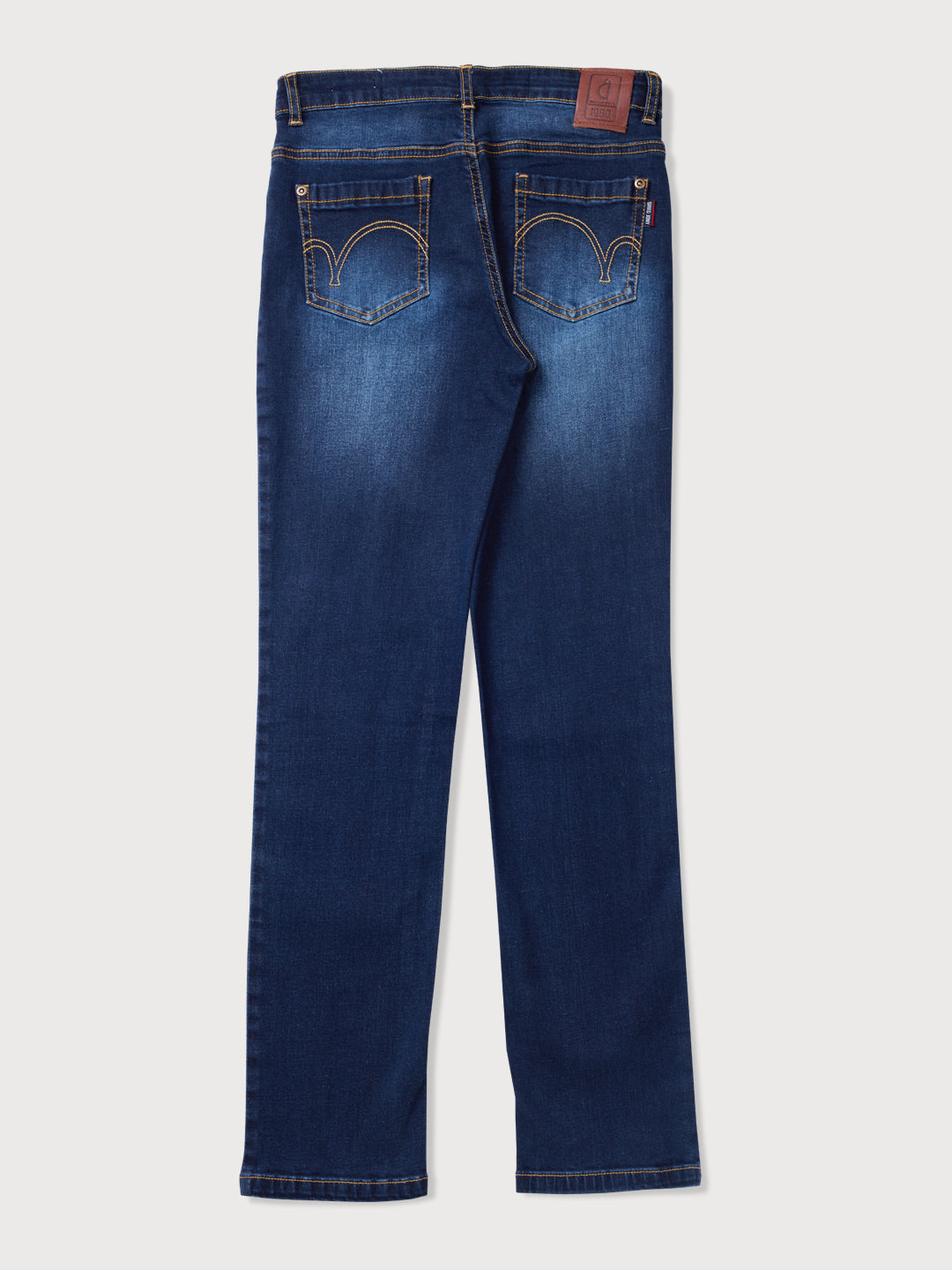 Boys Blue Washed Denim Jeans Fixed Waist