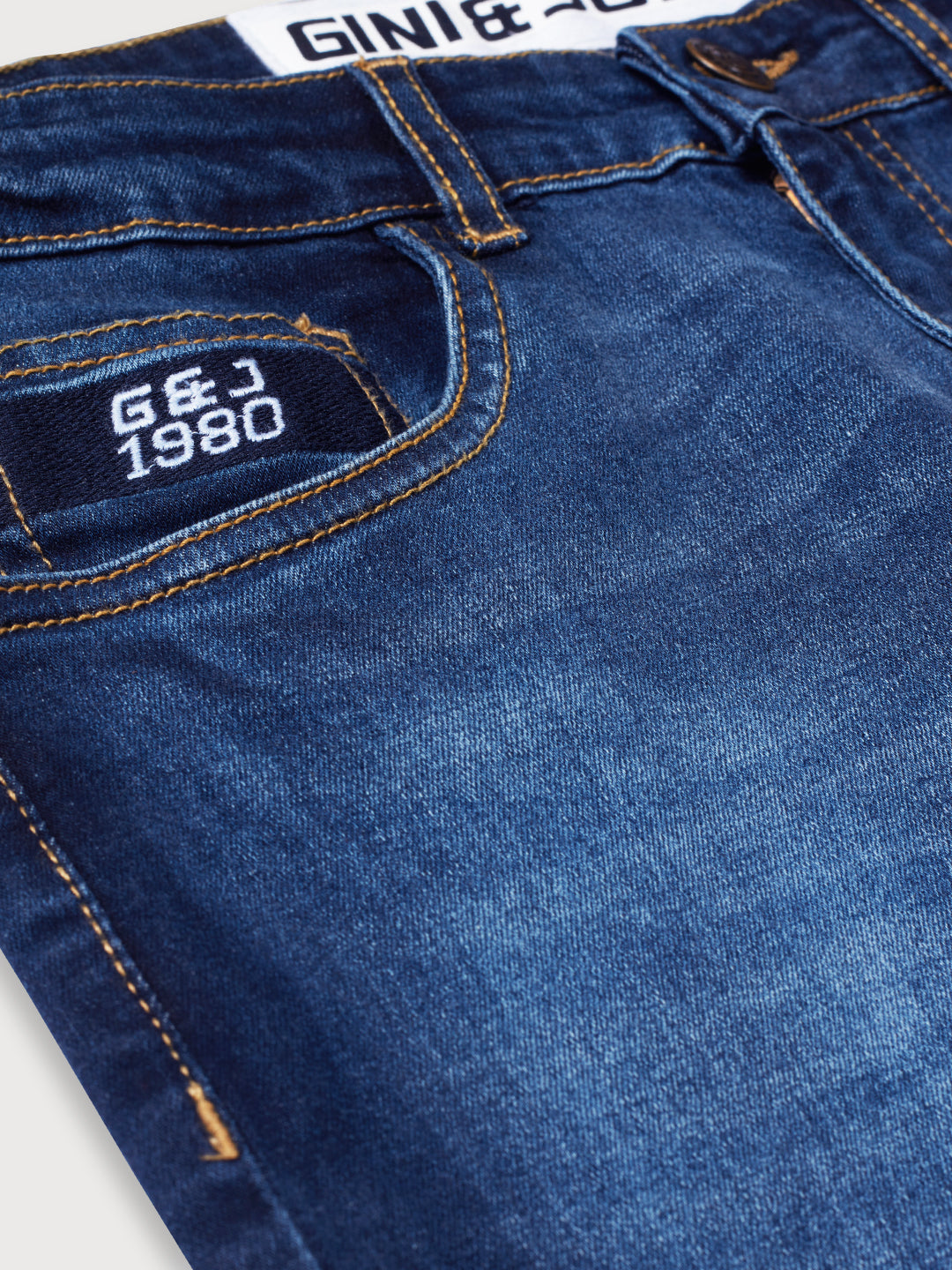 Boys Blue Washed Denim Jeans Fixed Waist