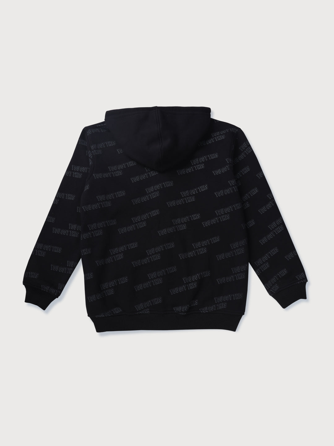 Boys Black Printed Fleece Knits Jacket