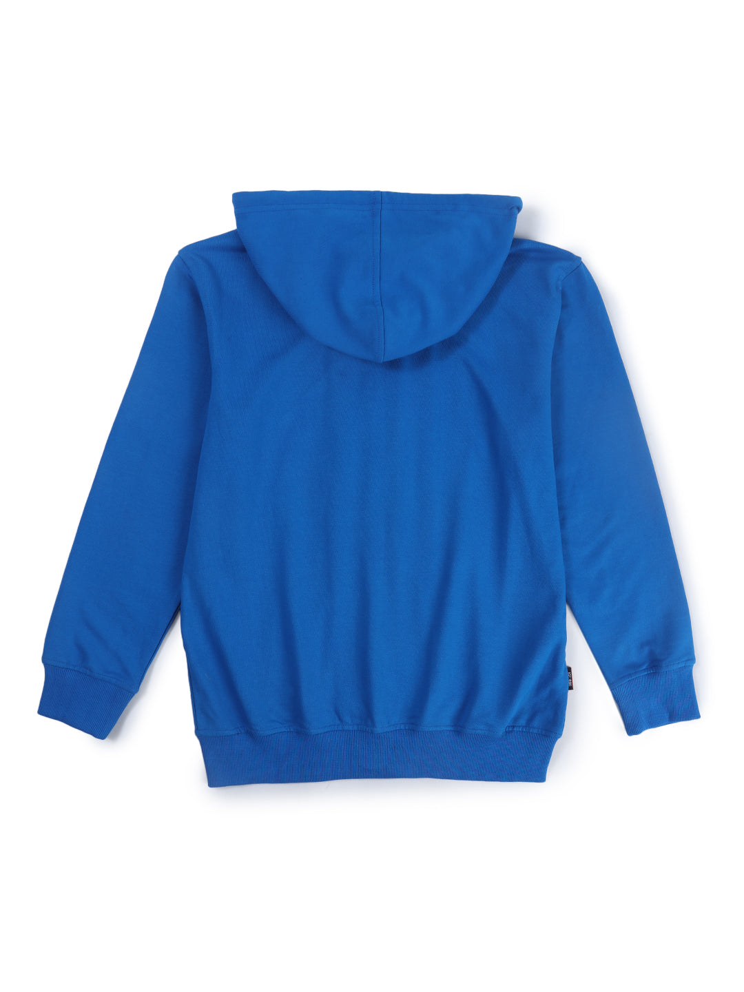 Boys Blue Solid Fleece Knits Jacket