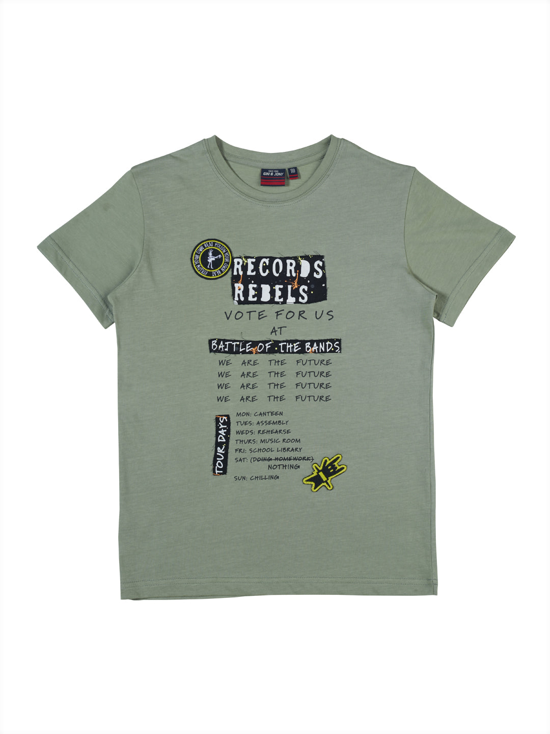 Boys Grey Printed Cotton T-Shirt