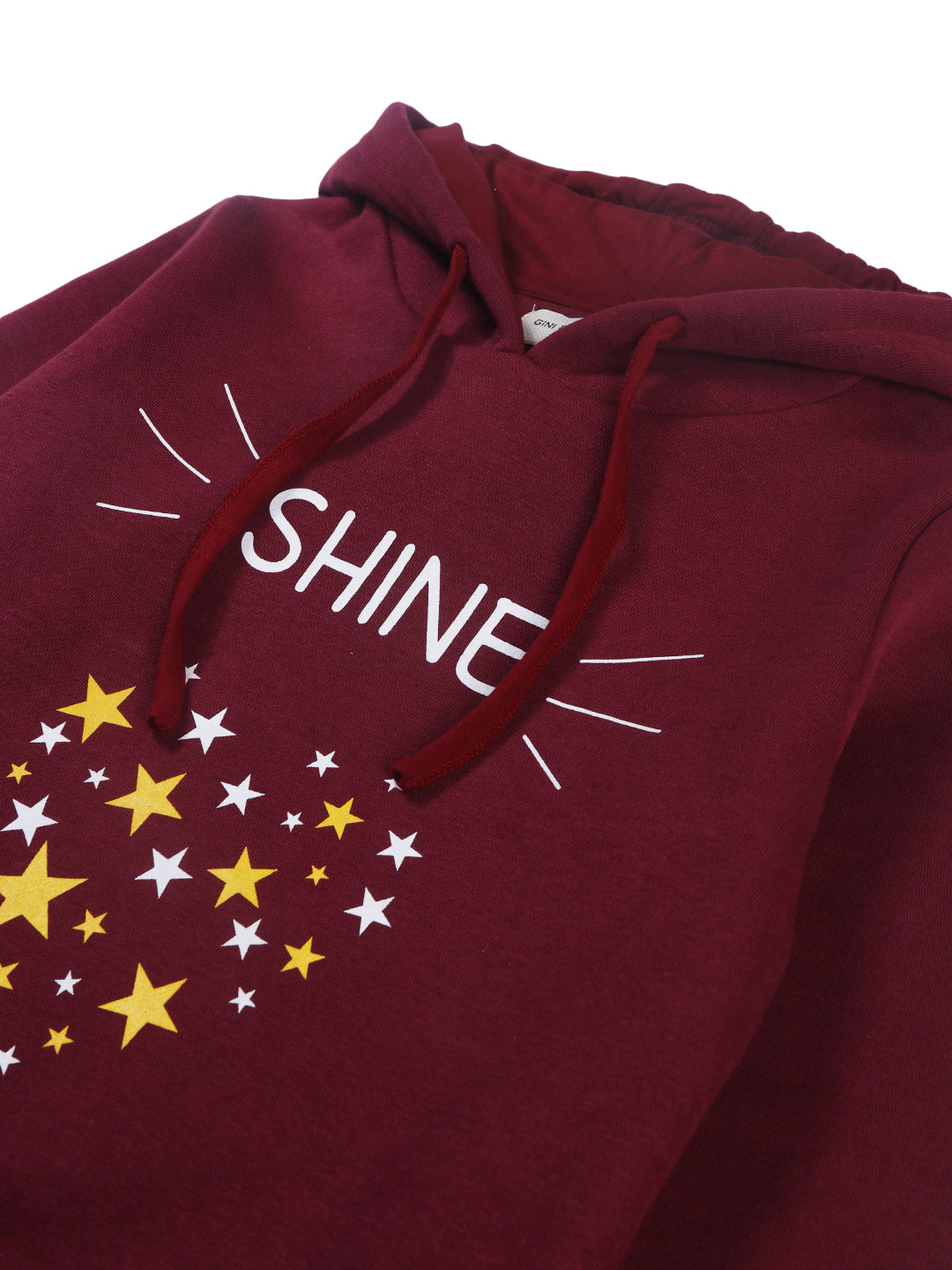 Girls Maroon Printed Cotton Sweat Shirt