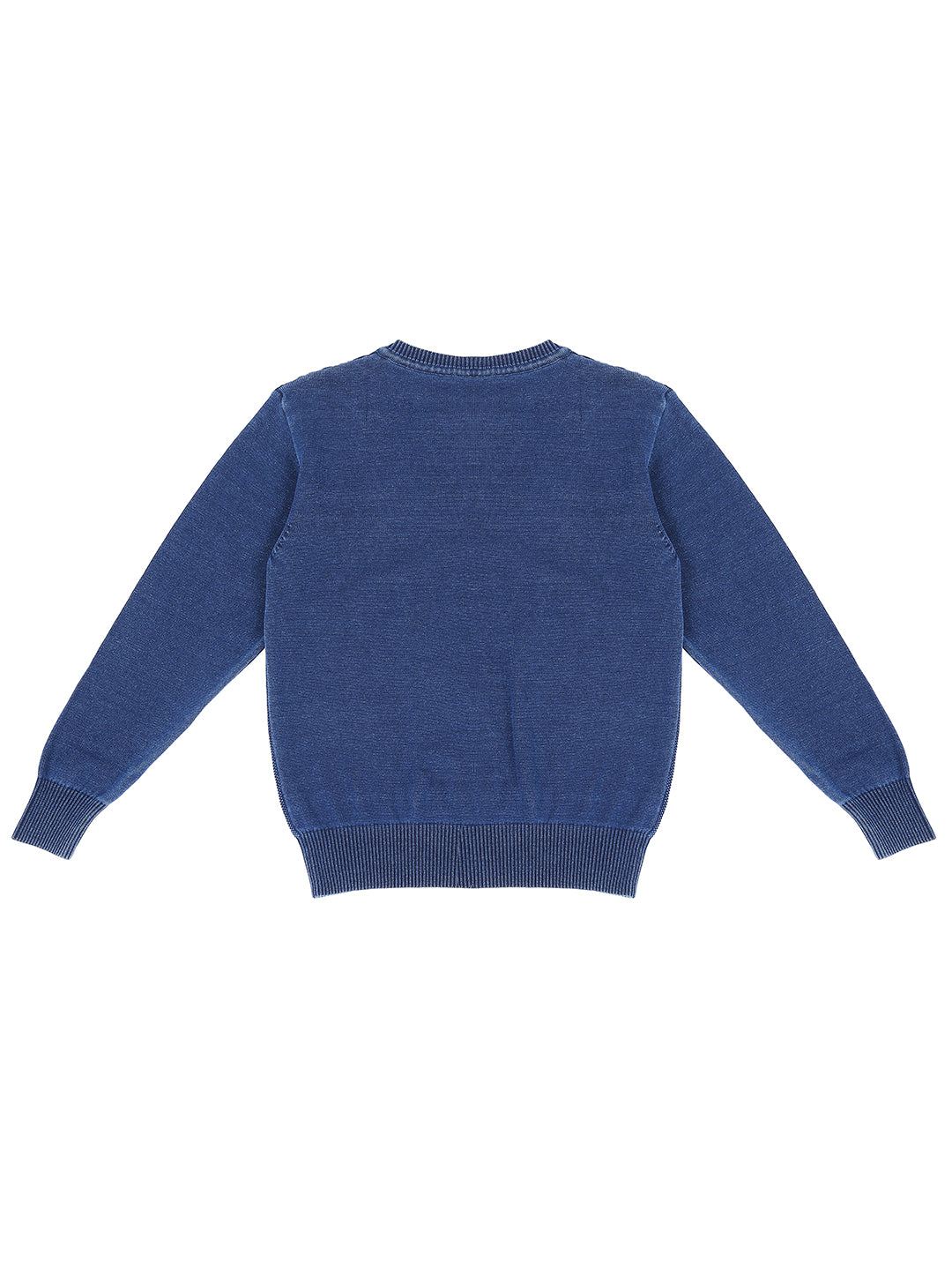 Boys Blue Solid Fleece Sweater