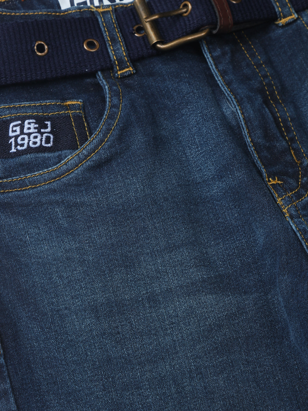 Boys Blue Washed Denim Jeans Fixed Waist